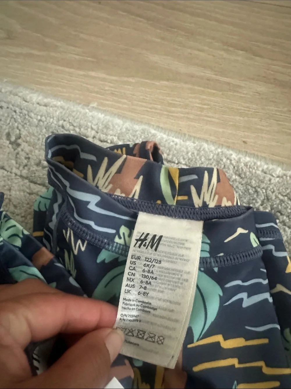 Swim suite for kid  Rash Guard Set – Tropical Navy Print